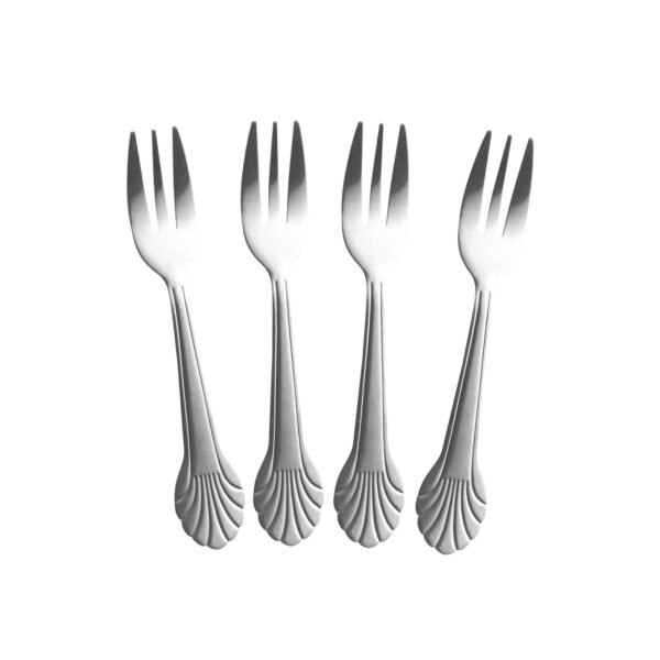 Stainless Steel Seashell Cake Fork - Silver - Set of 4