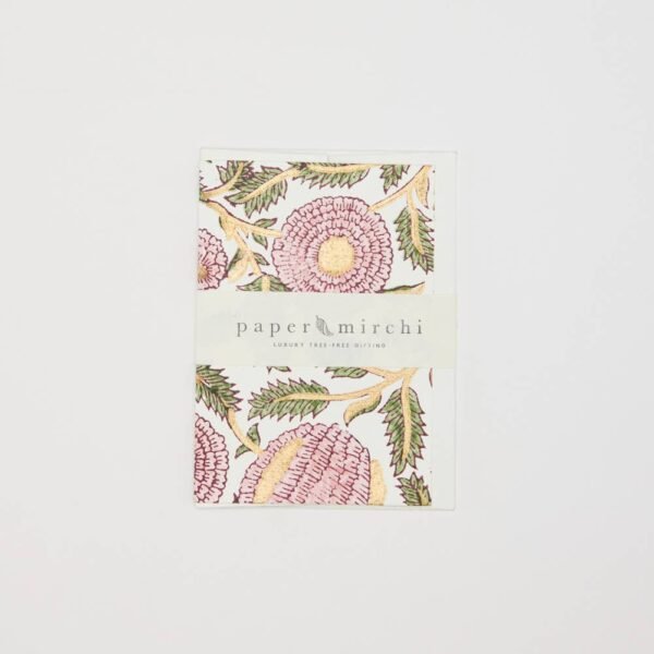 Paper Mirchi - Hand Block Printed Greeting Card - Marigold Glitz Blush